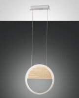 LED H&auml;ngelampe Holz Metall 3000K Wei&szlig; L:40 cm Skandi