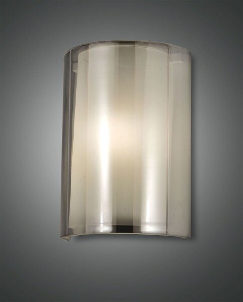 Wandleuchte Rauchglas Metall E27 Weiß B:23 cm Modern