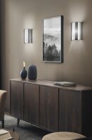 Wandleuchte Rauchglas Metall E27 Wei&szlig; B:23 cm Modern