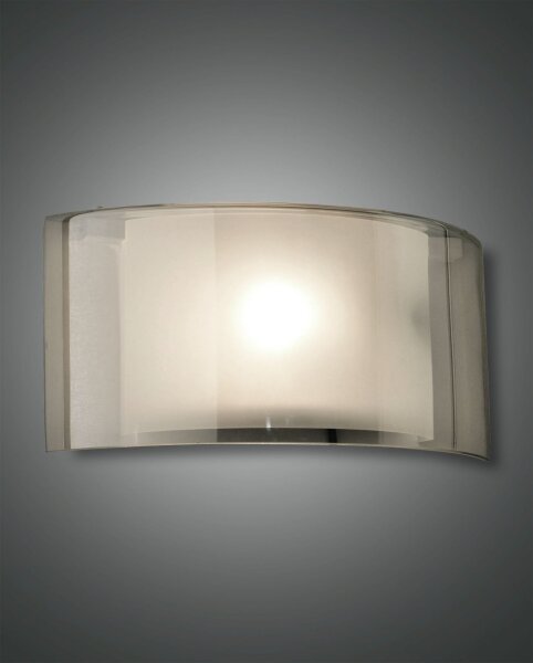 Wandleuchte Glas Metall E27 Weiß Grau B:34 cm dimmbar