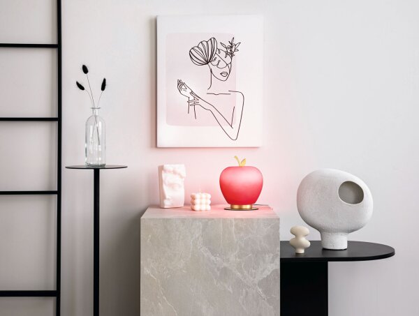 LED Tischleuchte Glas 3000K Rot dimmbar H:17 cm