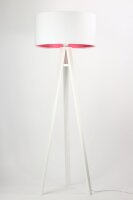Stehlampe Wei&szlig; Pink Holz 140cm Retro Wohnzimmer