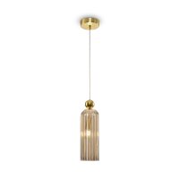 Pendelleuchte Glas Metall Cognac Gold rund &Oslash;10 cm E14