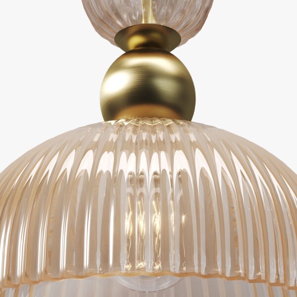 Pendelleuchte Glas Cognac Gold Ø30 cm rund E27 Modern