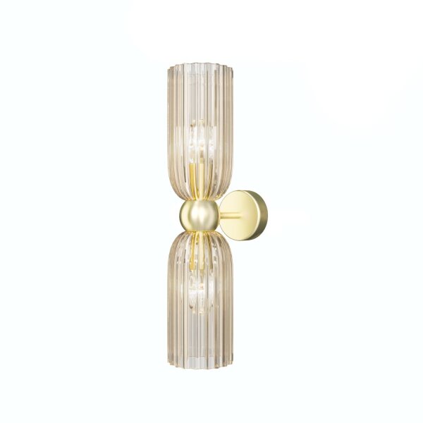 Wandlampe Metall Glas Gold Cognac H:43,5 cm E14 Up Down