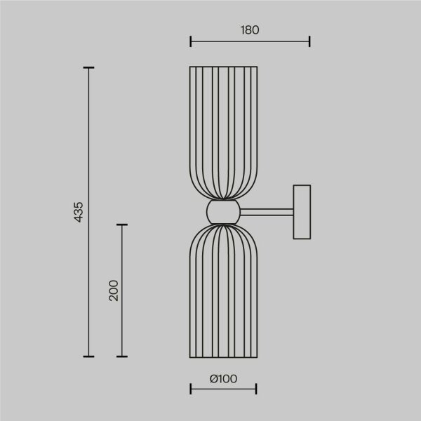Wandlampe Metall Glas Gold Cognac H:43,5 cm E14 Up Down