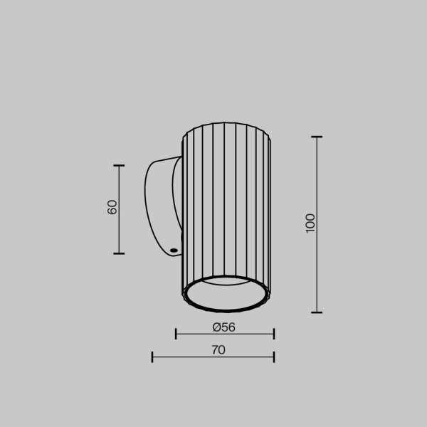 Wandlampe Aluminium Schwarz H:10 cm GU10 Downlight
