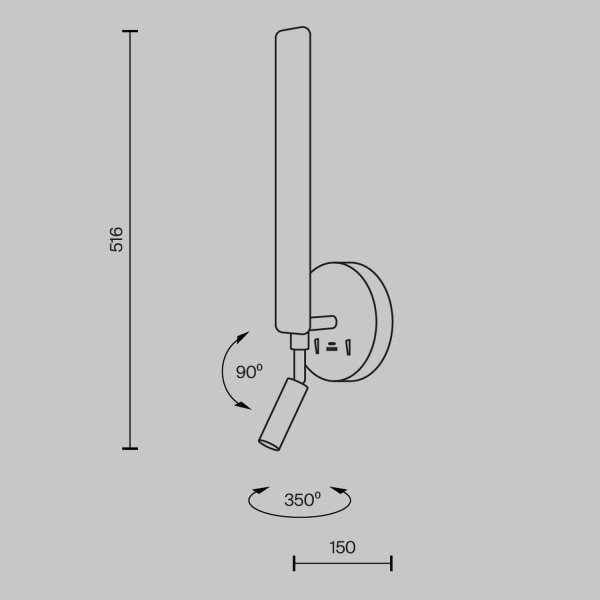 LED Wandlampe Weiß H:51,6 cm 700 lm 3000 K Schalter USB