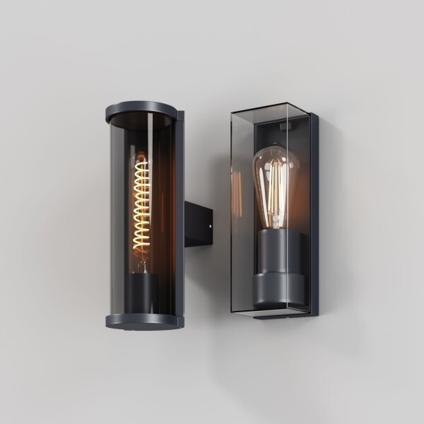 Außenlampe Wand Aluminium Graphit IP65 E27 H:25,6 cm