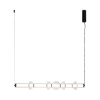 Lange LED H&auml;ngelampe Glas Metall Schwarz 98 cm 3000 K