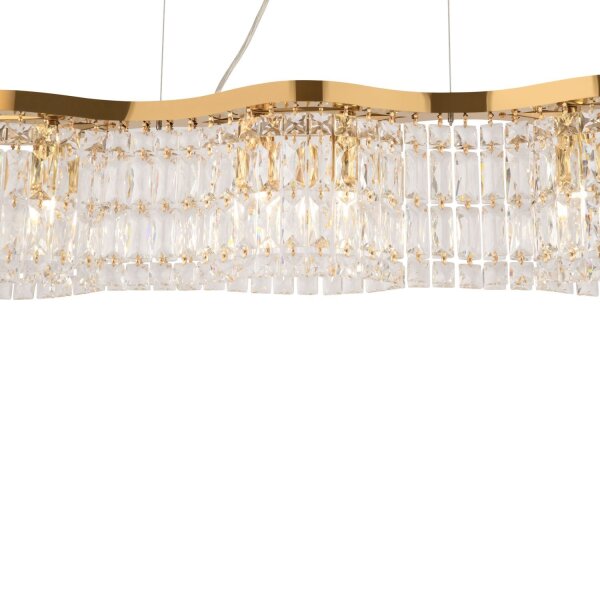 Hängelampe Glas Metall Gold 93 cm lang E14 6-flammig