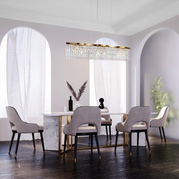 Hängelampe Glas Metall Gold 93 cm lang E14 6-flammig
