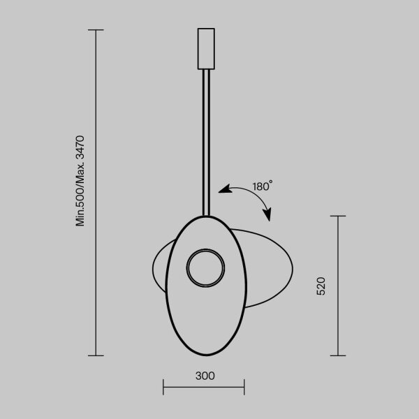 LED Hängelampe Grau verstellbar L:52 cm 3000 K 400 lm