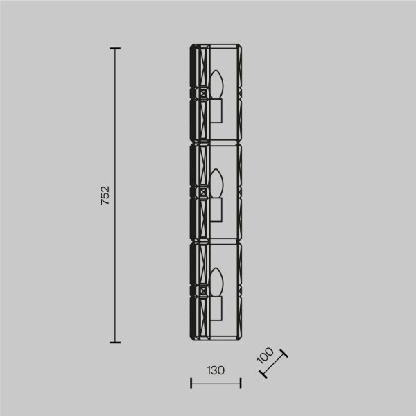 Wandleuchte Glas Gold H:75,2 cm E14 3-flammig Kristall