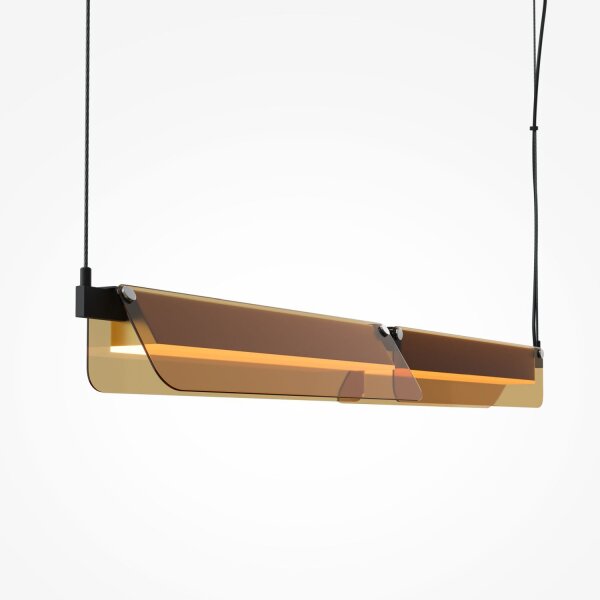 LED Hängelampe Glas in Bernstein Messing 93 cm 3000 K