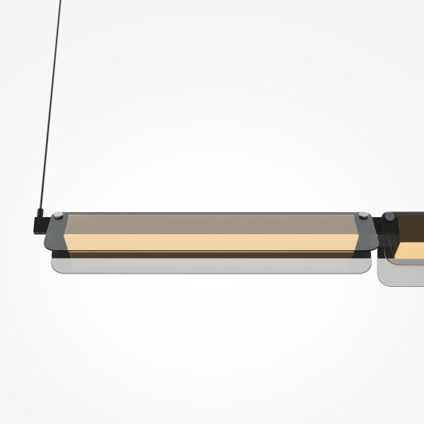 Lange LED Hängelampe Glas Grau Messing 93 cm 3000 K