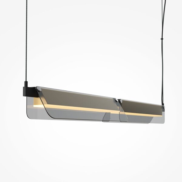Lange LED Hängelampe Glas Grau Messing 93 cm 3000 K