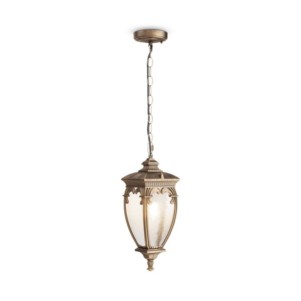 Pendelleuchte Glas Aluminium Gold IP44 E27 Vintage