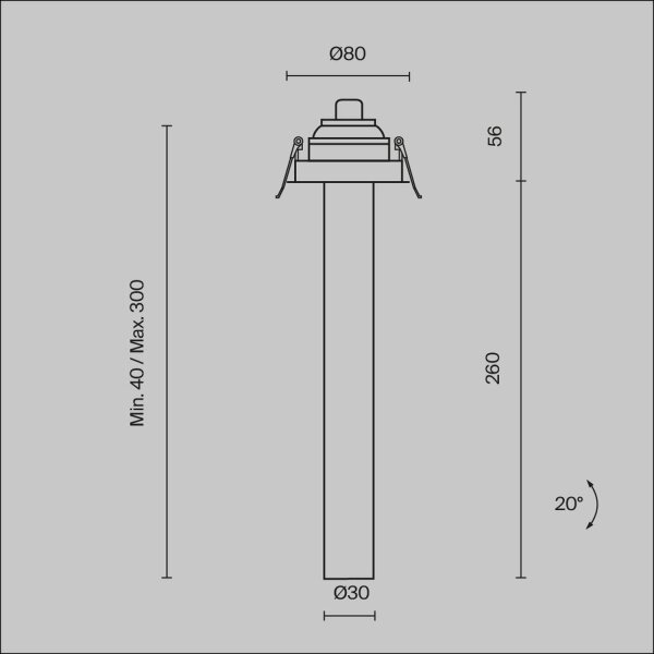 LED Einbauleuchte flexibel Weiß H:31 cm 3000 K 460 lm