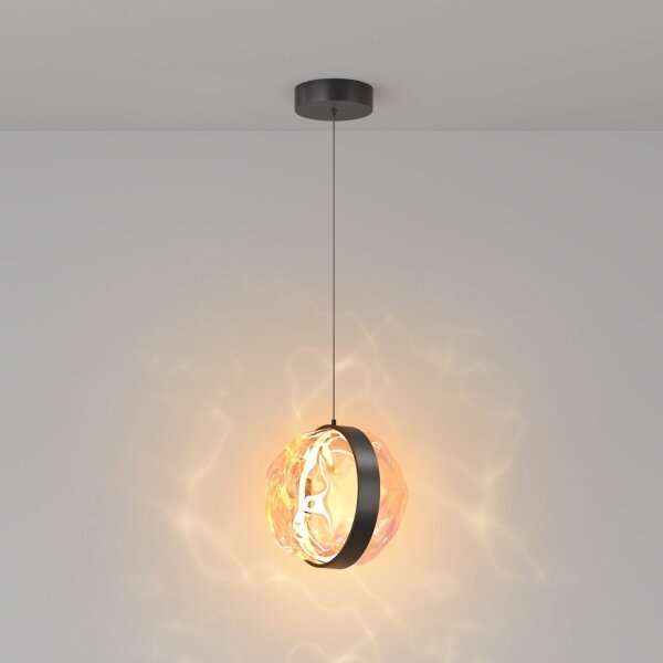 LED Pendelleuchte Glas Metall Schwarz Ø18 cm 2700 K