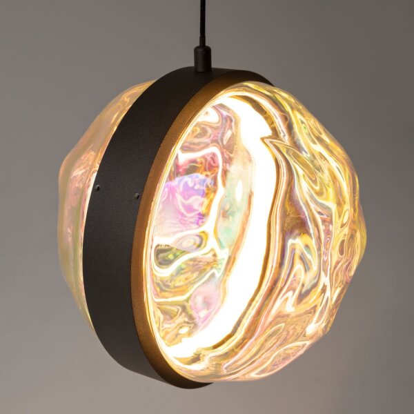 LED Pendelleuchte Glas Metall Schwarz Ø18 cm 2700 K
