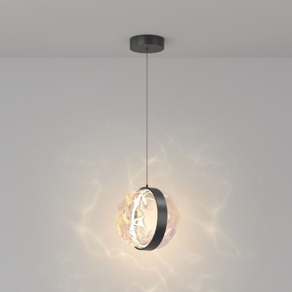 LED Pendelleuchte Glas Metall Schwarz Ø18 cm 2700 K