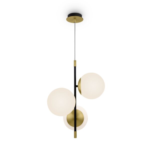 Pendelleuchte Glas Metall in Gold L:33 cm E14 3-flammig