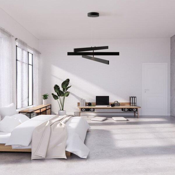 LED Hängelampe Metall Schwarz L:80 cm 4000 K 3-flammig