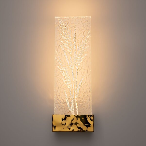 LED Wandlampe Edelstahl Glas in Messing H:31 cm 3000 K