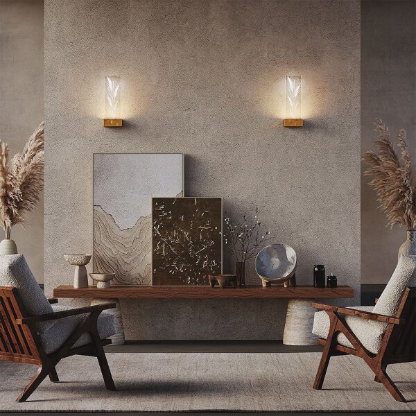 LED Wandlampe Edelstahl Glas in Messing H:31 cm 3000 K