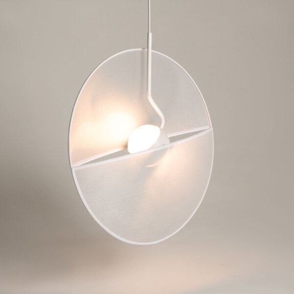 LED Pendelleuchte Stoff Metall Weiß L:45 cm 3000 K 14 W