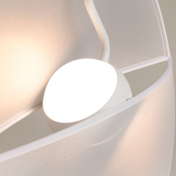 LED Pendelleuchte Stoff Metall Weiß L:45 cm 3000 K 14 W