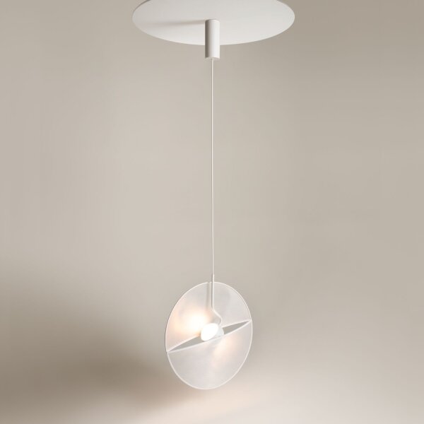 LED Pendelleuchte Stoff Metall Weiß L:45 cm 3000 K 14 W