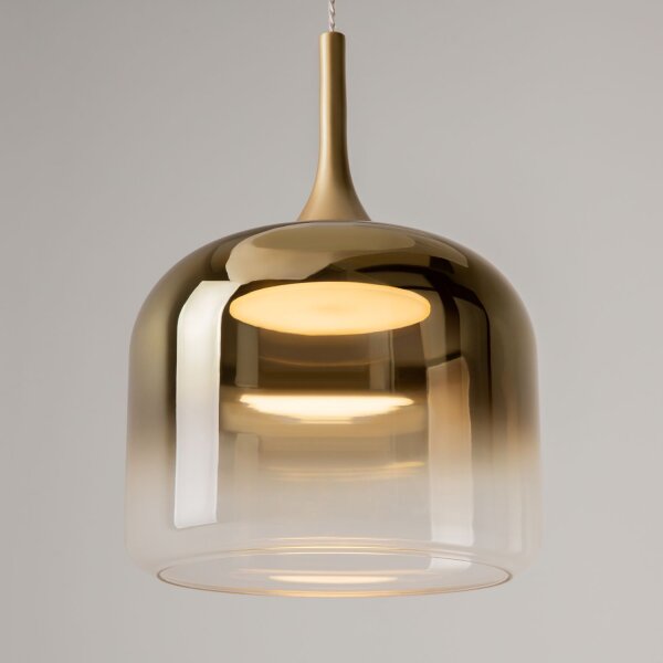 LED Hängelampe dimmbar Glas in Gold Ø26 cm 3000 K 12 W