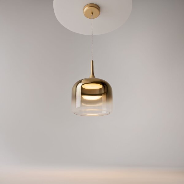 LED Hängelampe dimmbar Glas in Gold Ø26 cm 3000 K 12 W
