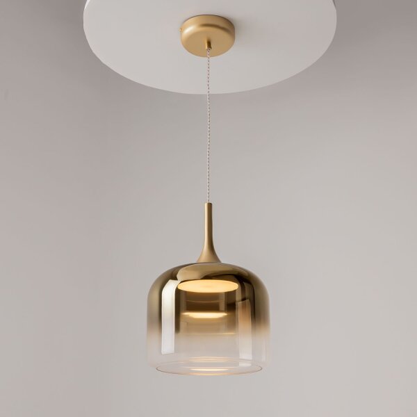 LED Hängelampe dimmbar Glas in Gold Ø26 cm 3000 K 12 W