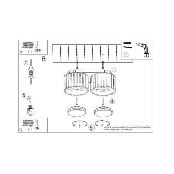 Deckenleuchte Aluminium GX53 21 cm 2-flammig Marineblau