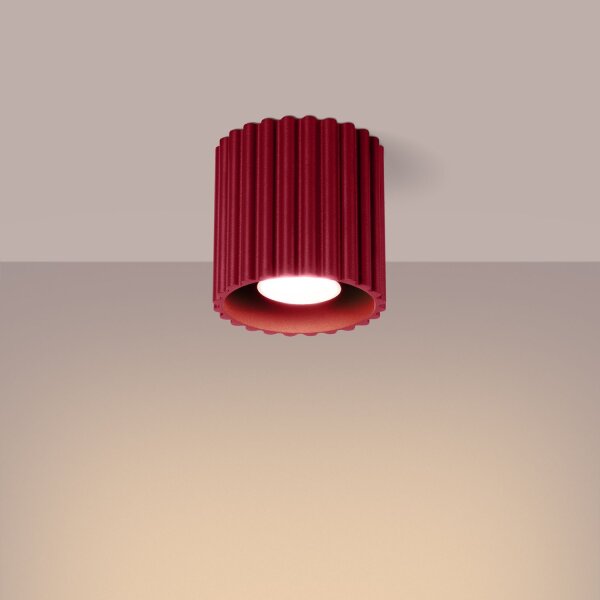 Deckenleuchte Aluminium GU10 Ø10 cm Modern rund Burgund