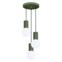 Pendelleuchte Glas Aluminium G9 B:25 cm 3-flmg Olivgrün