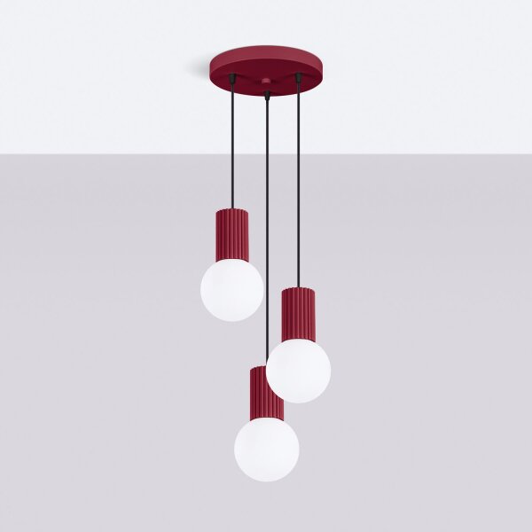 Pendelleuchte Glas Aluminium G9 B:25 cm in Burgund