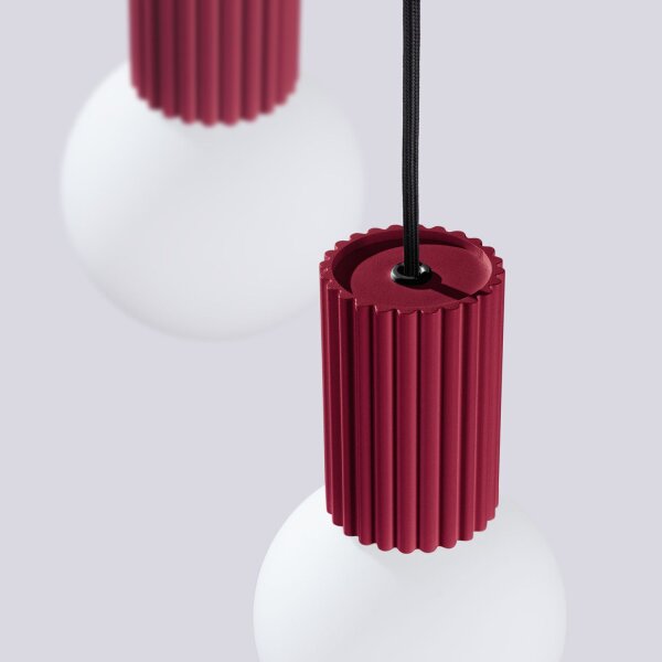 Pendelleuchte Glas Aluminium G9 B:25 cm in Burgund