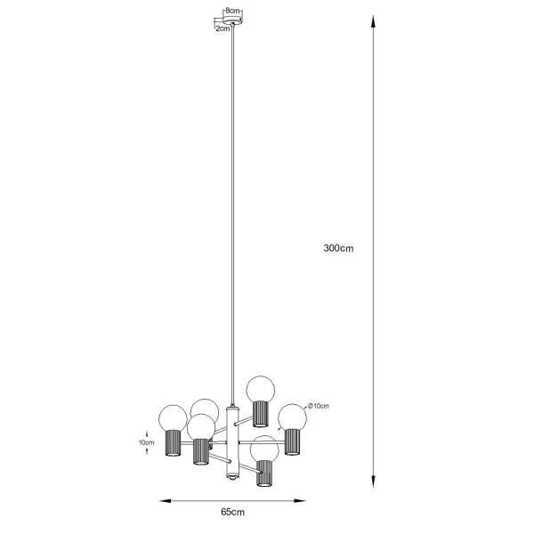 Kronleuchter Aluminium Glas Mokka G9 L:64 cm 6-flammig