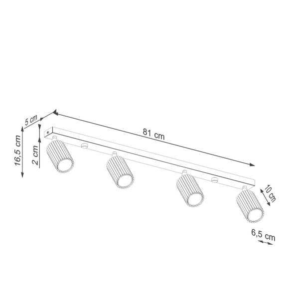 Deckenspot 4-flammig verstellbar 81 cm GU10 Taupe
