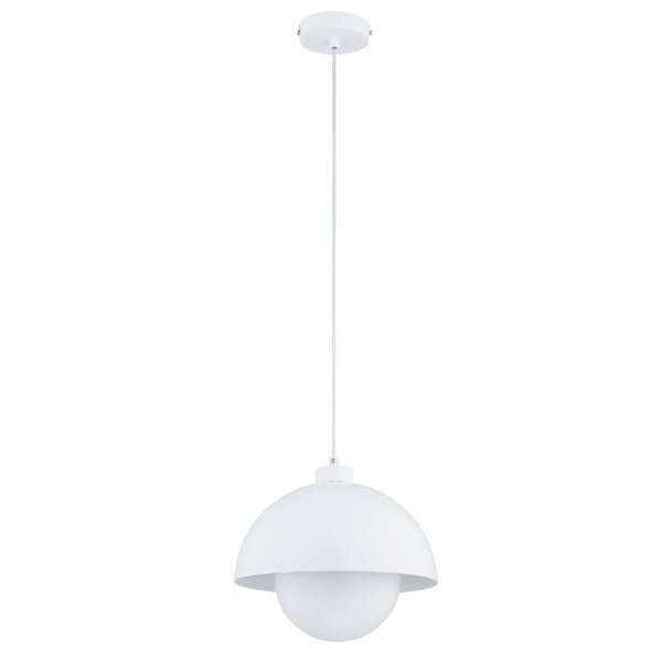 Hängelampe Weiß Metall Glas E27 Retro Design 27 cm rund