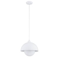 Hängelampe Weiß Metall Glas E27 Retro Design...