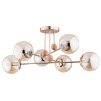 Deckenleuchte Rauchglas Metall 71 cm Gold Retro 6-flammig...