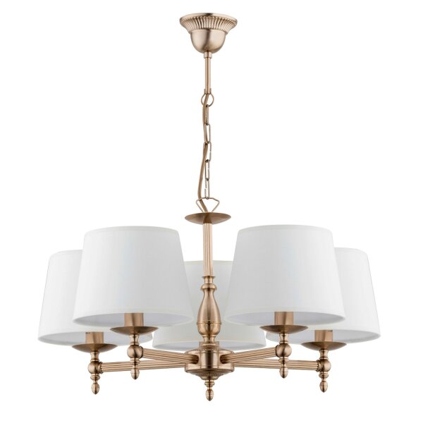 Kronleuchter Gold Weiß 64 cm Jugendstil 5x E14 Hängeleuchte