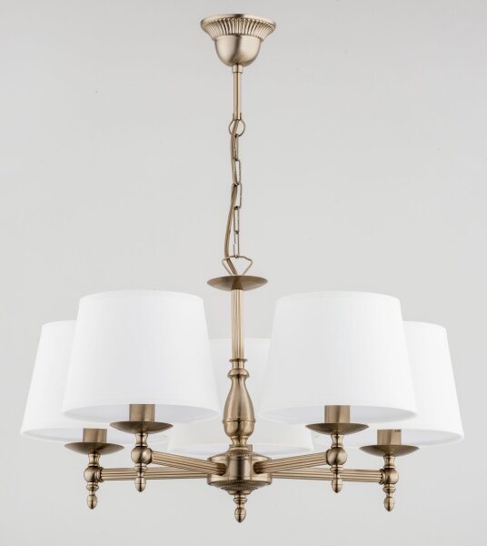 Kronleuchter Gold Weiß 64 cm Jugendstil 5x E14 Hängeleuchte