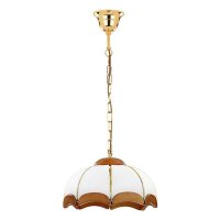 Hängelampe rund 32 cm Gold Weiß Braun Rustikal...