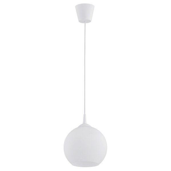 Hängelampe Weiß H: 90 cm D: 20 cm E27 Retro Glas Kugelschirm